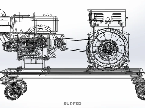 WHEELED ENGINE DIESEL POWER GENERATOR SET GENSET DYNAMO MOTOR AC 3D Model