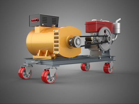 SWIVEL CASTER WHEEL DIESEL POWER GENERATOR SET GENSET ALTERNATOR 3D Model