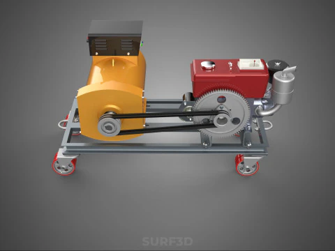 SWIVEL CASTER WHEEL DIESEL POWER GENERATOR SET GENSET ALTERNATOR 3D Model