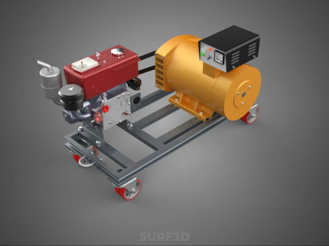 SWIVEL CASTER WHEEL DIESEL POWER GENERATOR SET GENSET ALTERNATOR 3D Model