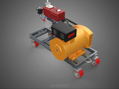 SWIVEL CASTER WHEEL DIESEL POWER GENERATOR SET GENSET ALTERNATOR 3D Model