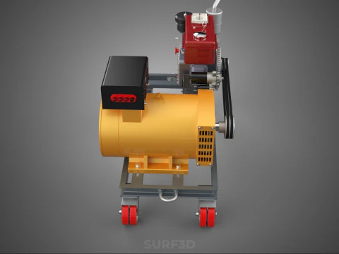 SWIVEL CASTER WHEEL DIESEL POWER GENERATOR SET GENSET ALTERNATOR 3D Model