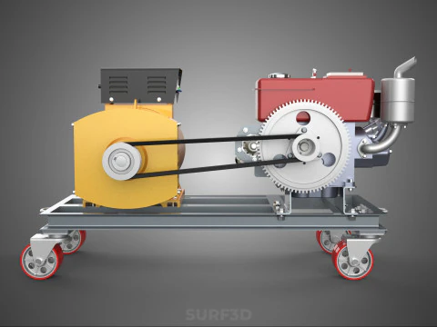SWIVEL CASTER WHEEL DIESEL POWER GENERATOR SET GENSET ALTERNATOR 3D Model