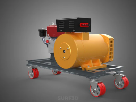 SWIVEL CASTER WHEEL DIESEL POWER GENERATOR SET GENSET ALTERNATOR 3D Model