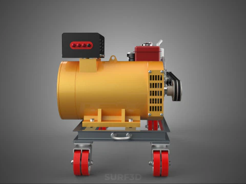SWIVEL CASTER WHEEL DIESEL POWER GENERATOR SET GENSET ALTERNATOR 3D Model