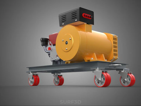 SWIVEL CASTER WHEEL DIESEL POWER GENERATOR SET GENSET ALTERNATOR 3D Model