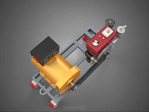 SWIVEL CASTER WHEEL DIESEL POWER GENERATOR SET GENSET ALTERNATOR 3D Model