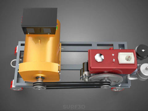 SWIVEL CASTER WHEEL DIESEL POWER GENERATOR SET GENSET ALTERNATOR 3D Model