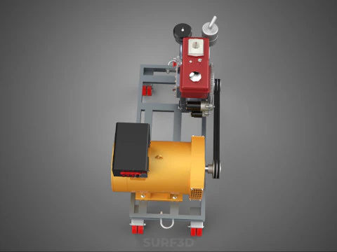 SWIVEL CASTER WHEEL DIESEL POWER GENERATOR SET GENSET ALTERNATOR 3D Model