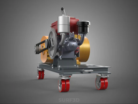 SWIVEL CASTER WHEEL DIESEL POWER GENERATOR SET GENSET ALTERNATOR 3D Model