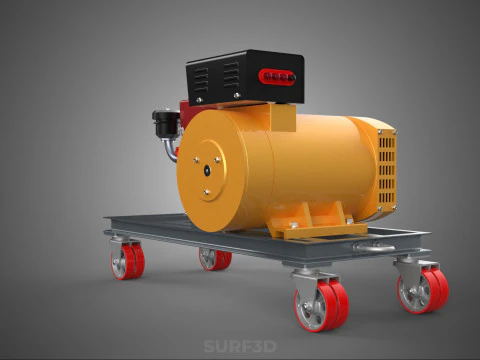 SWIVEL CASTER WHEEL DIESEL POWER GENERATOR SET GENSET ALTERNATOR 3D Model