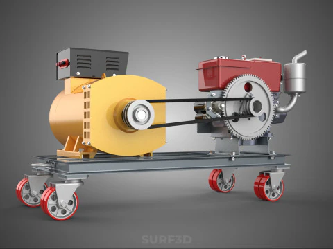 SWIVEL CASTER WHEEL DIESEL POWER GENERATOR SET GENSET ALTERNATOR 3D Model