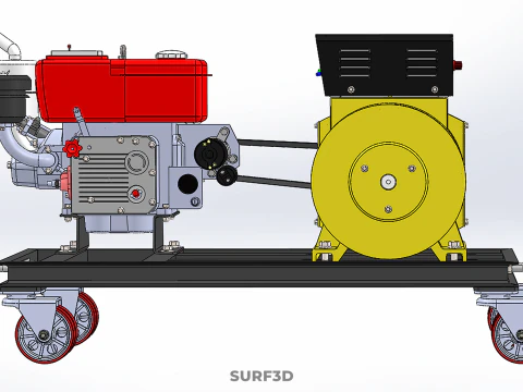 SWIVEL CASTER WHEEL DIESEL POWER GENERATOR SET GENSET ALTERNATOR 3D Model