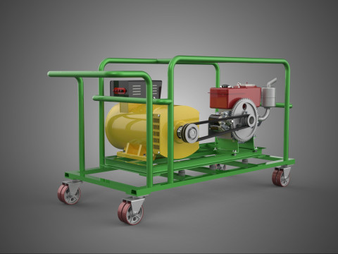 PORTABLE CASTER WHEELED DIESEL ENGINE POWER GENERATOR SET GENSET 3D Model
