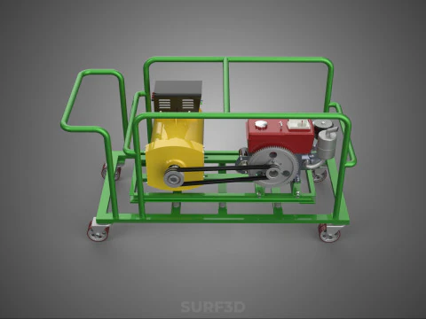 PORTABLE CASTER WHEELED DIESEL ENGINE POWER GENERATOR SET GENSET 3D Model