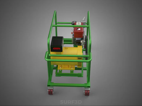 PORTABLE CASTER WHEELED DIESEL ENGINE POWER GENERATOR SET GENSET 3D Model