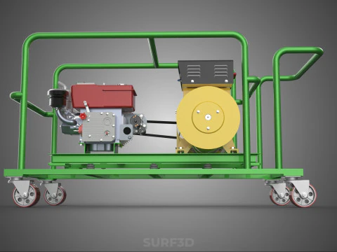 PORTABLE CASTER WHEELED DIESEL ENGINE POWER GENERATOR SET GENSET 3D Model