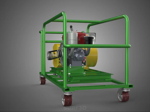 PORTABLE CASTER WHEELED DIESEL ENGINE POWER GENERATOR SET GENSET 3D Model