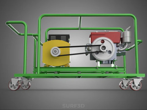 PORTABLE CASTER WHEELED DIESEL ENGINE POWER GENERATOR SET GENSET 3D Model