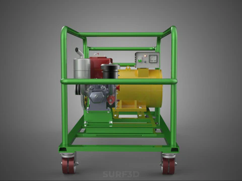 PORTABLE CASTER WHEELED DIESEL ENGINE POWER GENERATOR SET GENSET 3D Model