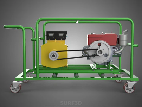 PORTABLE CASTER WHEELED DIESEL ENGINE POWER GENERATOR SET GENSET 3D Model