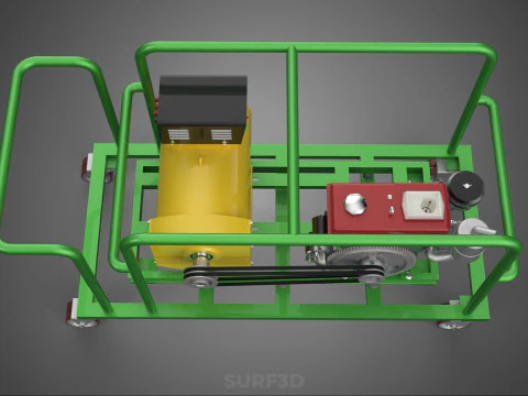PORTABLE CASTER WHEELED DIESEL ENGINE POWER GENERATOR SET GENSET 3D Model