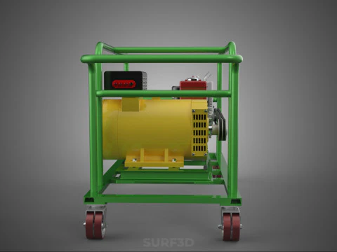 PORTABLE CASTER WHEELED DIESEL ENGINE POWER GENERATOR SET GENSET 3D Model