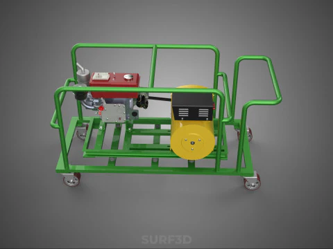 PORTABLE CASTER WHEELED DIESEL ENGINE POWER GENERATOR SET GENSET 3D Model