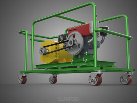 PORTABLE CASTER WHEELED DIESEL ENGINE POWER GENERATOR SET GENSET 3D Model