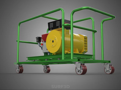 PORTABLE CASTER WHEELED DIESEL ENGINE POWER GENERATOR SET GENSET 3D Model
