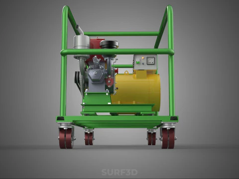 PORTABLE CASTER WHEELED DIESEL ENGINE POWER GENERATOR SET GENSET 3D Model