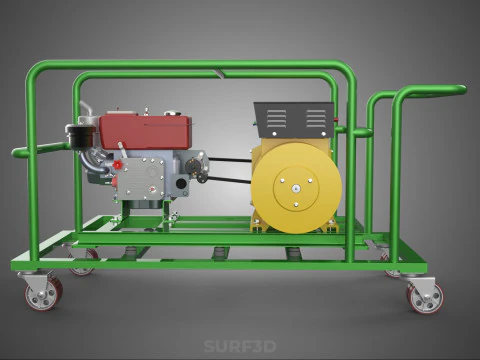 PORTABLE CASTER WHEELED DIESEL ENGINE POWER GENERATOR SET GENSET 3D Model