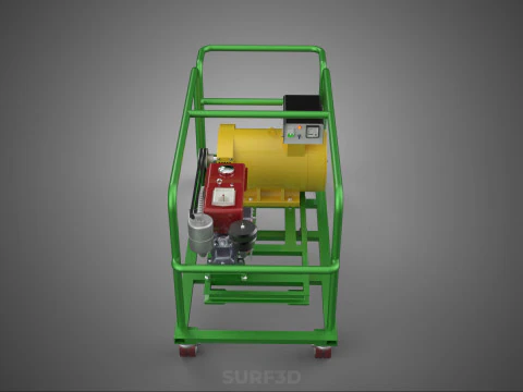 PORTABLE CASTER WHEELED DIESEL ENGINE POWER GENERATOR SET GENSET 3D Model