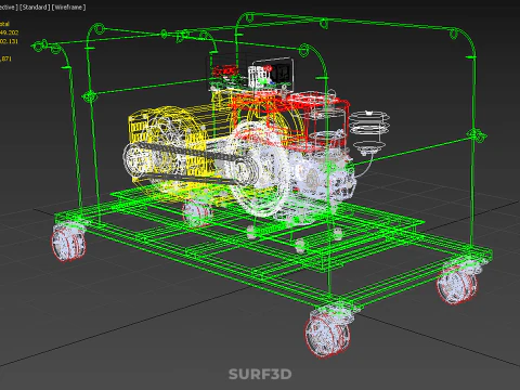 PORTABLE CASTER WHEELED DIESEL ENGINE POWER GENERATOR SET GENSET 3D Model