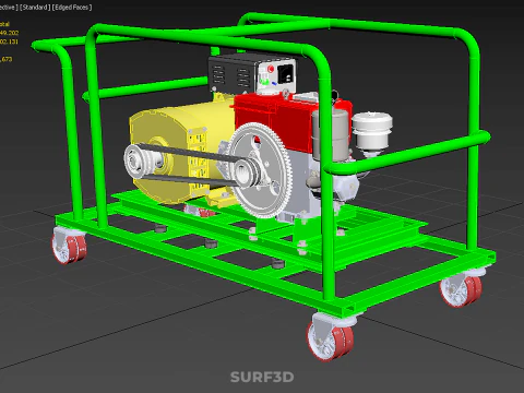 PORTABLE CASTER WHEELED DIESEL ENGINE POWER GENERATOR SET GENSET 3D Model