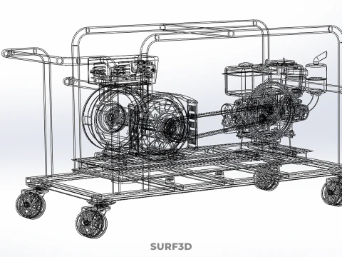 PORTABLE CASTER WHEELED DIESEL ENGINE POWER GENERATOR SET GENSET 3D Model