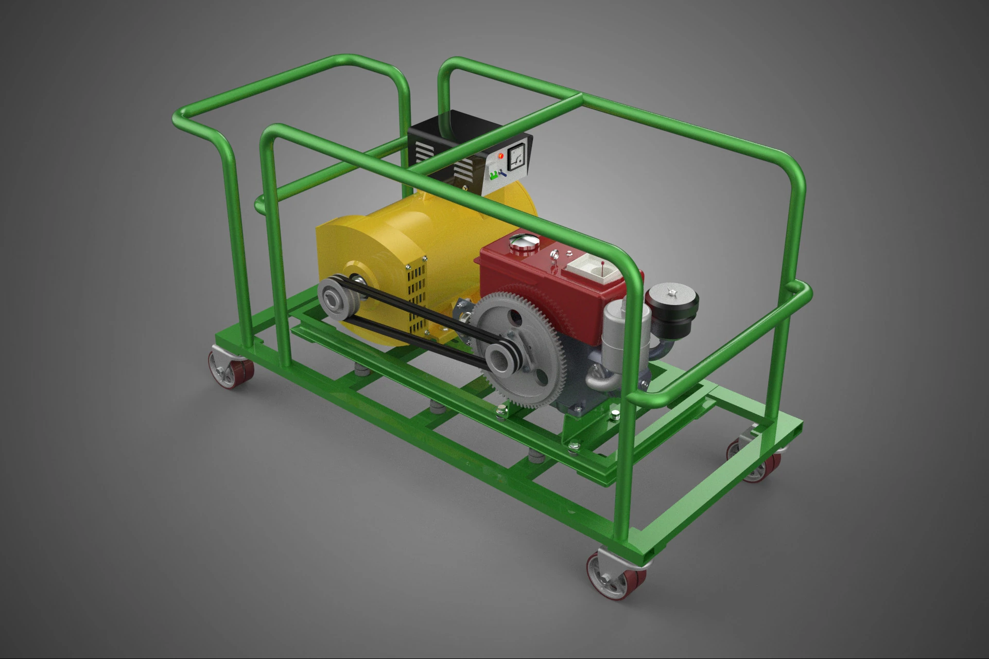 STANDALONE CART MOBILE EMERGENCY DIESEL ELECTRICAL GENERATOR SET 3D Model .c4d .max .obj .3ds .fbx .stl .blend 