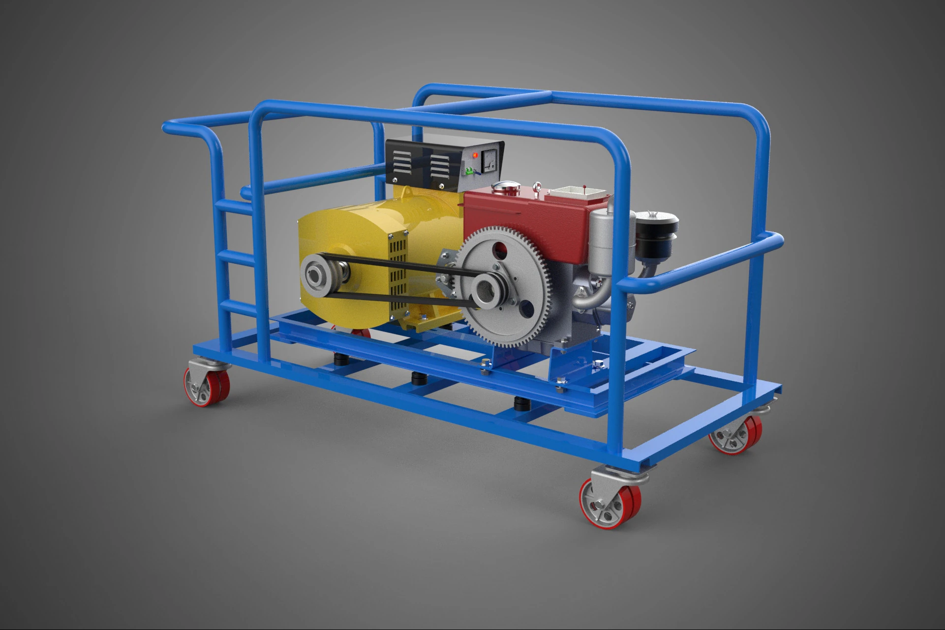 CART TURBINE POWER GENERATOR SET DIESEL ENGINE ALTERNATOR DYNAMO 3D Model .c4d .max .obj .3ds .fbx .stl .blend 