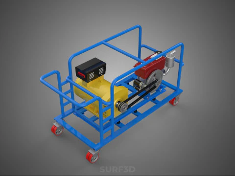 CART TURBINE POWER GENERATOR SET DIESEL ENGINE ALTERNATOR DYNAMO 3D Model