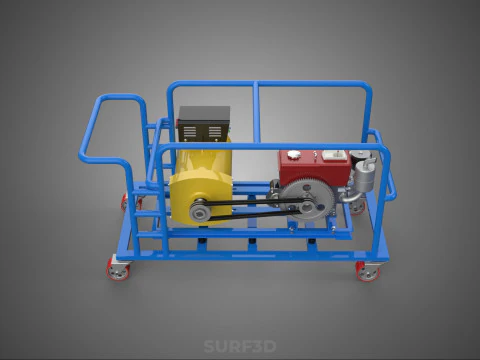 CART TURBINE POWER GENERATOR SET DIESEL ENGINE ALTERNATOR DYNAMO 3D Model