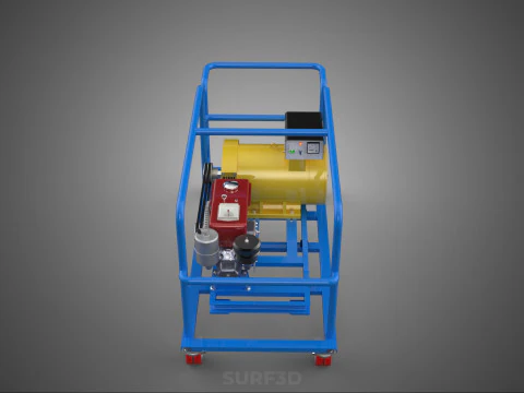 CART TURBINE POWER GENERATOR SET DIESEL ENGINE ALTERNATOR DYNAMO 3D Model