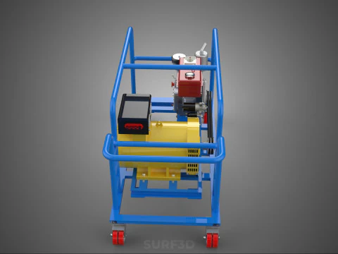 CART TURBINE POWER GENERATOR SET DIESEL ENGINE ALTERNATOR DYNAMO 3D Model