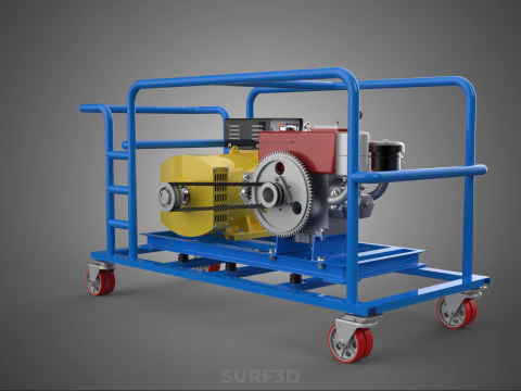 CART TURBINE POWER GENERATOR SET DIESEL ENGINE ALTERNATOR DYNAMO 3D Model