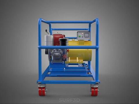 CART TURBINE POWER GENERATOR SET DIESEL ENGINE ALTERNATOR DYNAMO 3D Model
