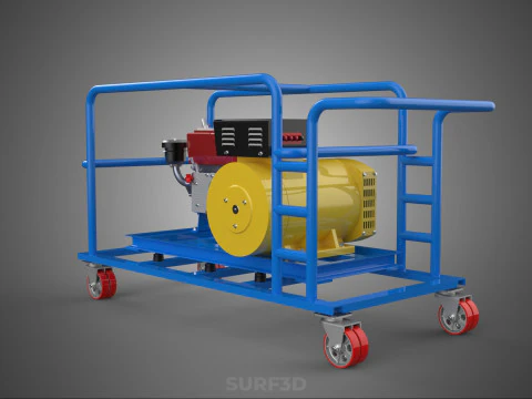 CART TURBINE POWER GENERATOR SET DIESEL ENGINE ALTERNATOR DYNAMO 3D Model