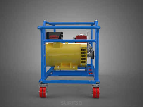 CART TURBINE POWER GENERATOR SET DIESEL ENGINE ALTERNATOR DYNAMO 3D Model