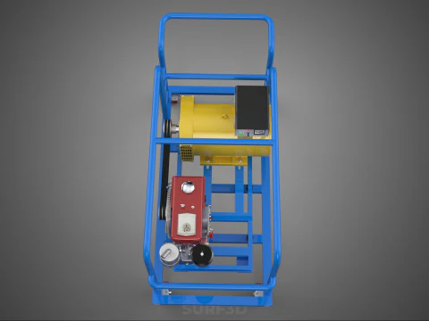 CART TURBINE POWER GENERATOR SET DIESEL ENGINE ALTERNATOR DYNAMO 3D Model