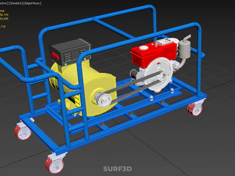 CART TURBINE POWER GENERATOR SET DIESEL ENGINE ALTERNATOR DYNAMO 3D Model