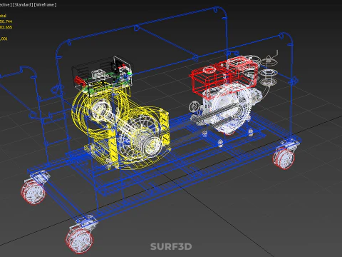 CART TURBINE POWER GENERATOR SET DIESEL ENGINE ALTERNATOR DYNAMO 3D Model