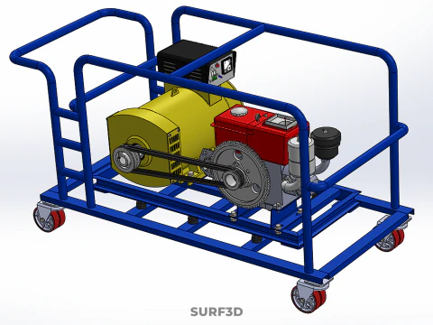 CART TURBINE POWER GENERATOR SET DIESEL ENGINE ALTERNATOR DYNAMO 3D Model